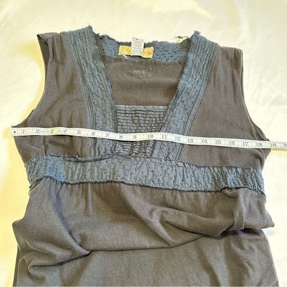 Vintage Y2K Billabong Summer Black Babydoll Midi Dress Cotton Linen Size Large - Picture 11 of 12